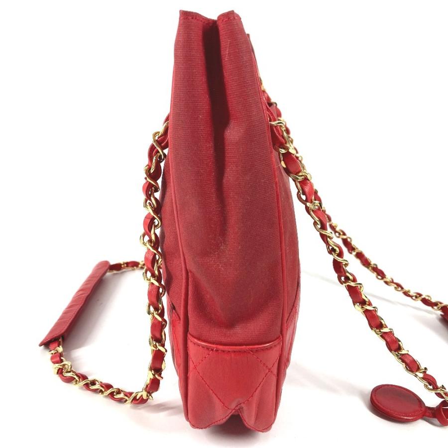 CHANEL シャネル CC ココマーク ロゴ マトラッセ キルティング Wチェーン トートバッグ ヴィンテージ ショルダーバッグ レッド【中古】 | CHANEL | 03