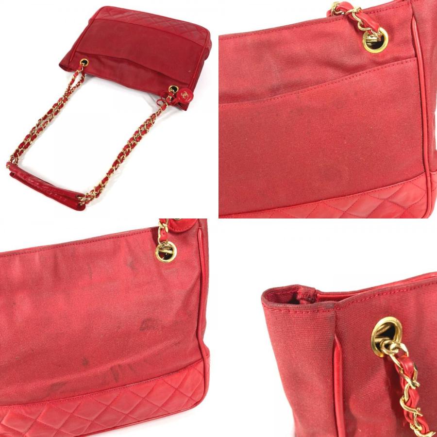 CHANEL シャネル CC ココマーク ロゴ マトラッセ キルティング Wチェーン トートバッグ ヴィンテージ ショルダーバッグ レッド【中古】 | CHANEL | 07