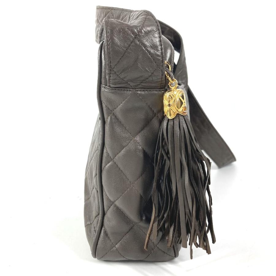 CHANEL シャネル CC ココマーク ロゴ キルティング マトラッセ フリンジ タッセル ココボール ショルダーバッグ ブラウン【中古】 | CHANEL | 02