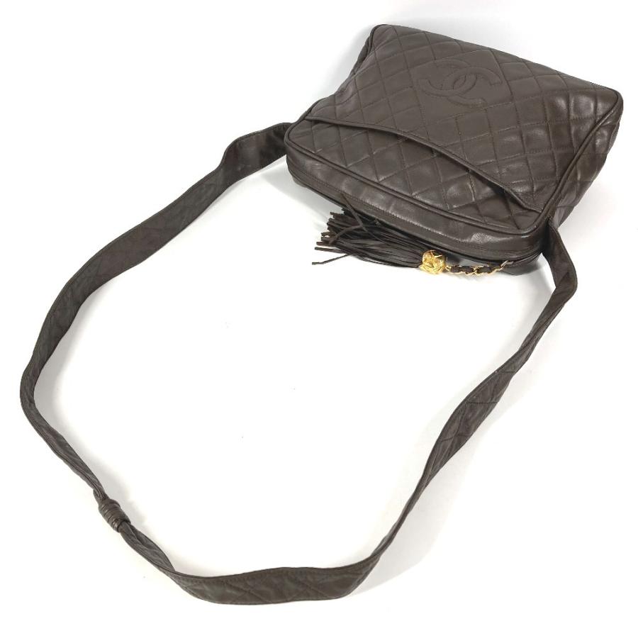 CHANEL シャネル CC ココマーク ロゴ キルティング マトラッセ フリンジ タッセル ココボール ショルダーバッグ ブラウン【中古】 | CHANEL | 06