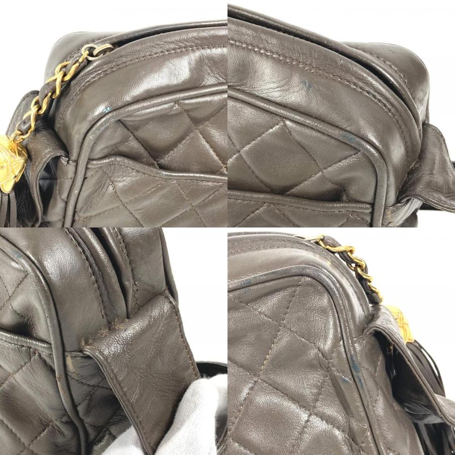 CHANEL シャネル CC ココマーク ロゴ キルティング マトラッセ フリンジ タッセル ココボール ショルダーバッグ ブラウン【中古】 | CHANEL | 07