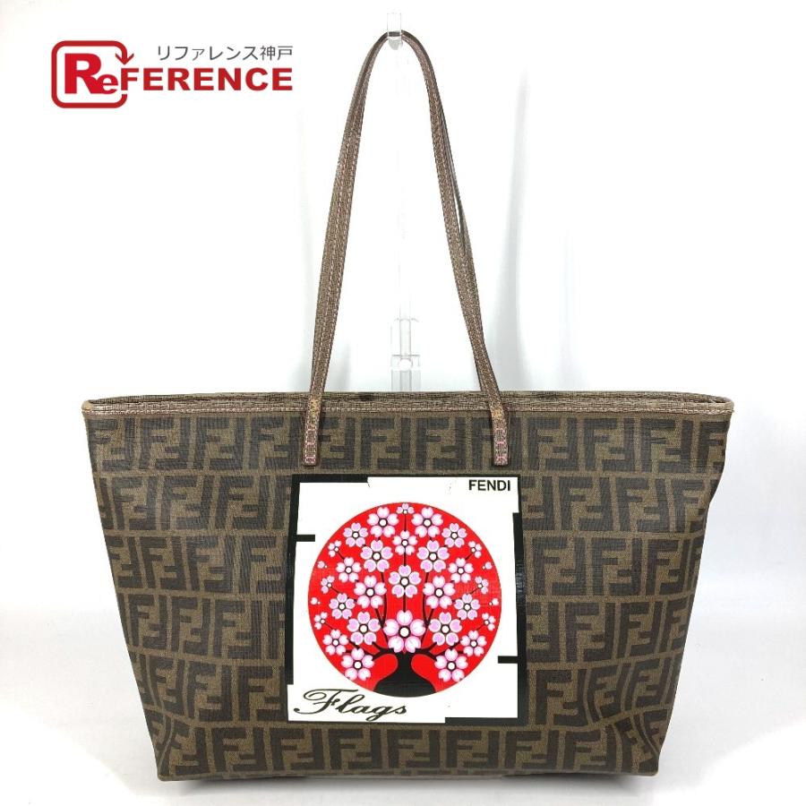 FENDI フェンディ 8BH185　 桜 サクラ チェリーブロッサム ズッカ ロゴ カバン 肩掛け トートバッグ ショルダーバッグ ブラウン【中古】 | FENDI