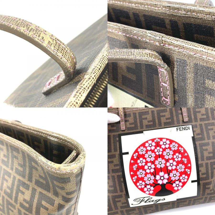 FENDI フェンディ 8BH185　 桜 サクラ チェリーブロッサム ズッカ ロゴ カバン 肩掛け トートバッグ ショルダーバッグ ブラウン【中古】 | FENDI | 08
