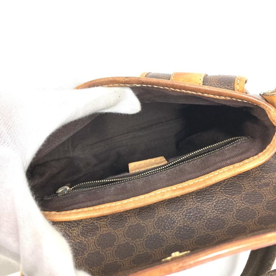 CELINE セリーヌ マカダム ロゴ 斜め掛け カバン フラップ ショルダーバッグ ブラウン ユニセックス【中古】 | CELINE | 02
