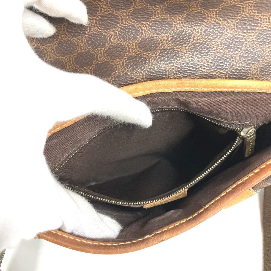 CELINE セリーヌ マカダム ロゴ 斜め掛け カバン フラップ ショルダーバッグ ブラウン ユニセックス【中古】 | CELINE | 04