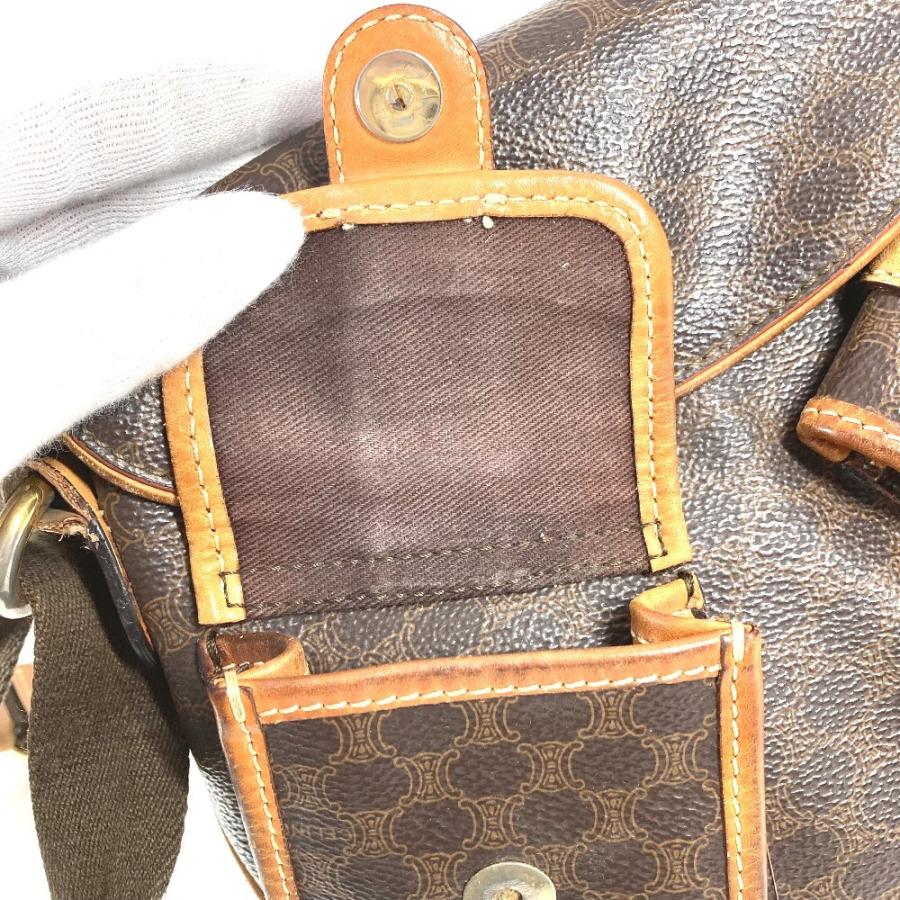 CELINE セリーヌ マカダム ロゴ 斜め掛け カバン フラップ ショルダーバッグ ブラウン ユニセックス【中古】 | CELINE | 06