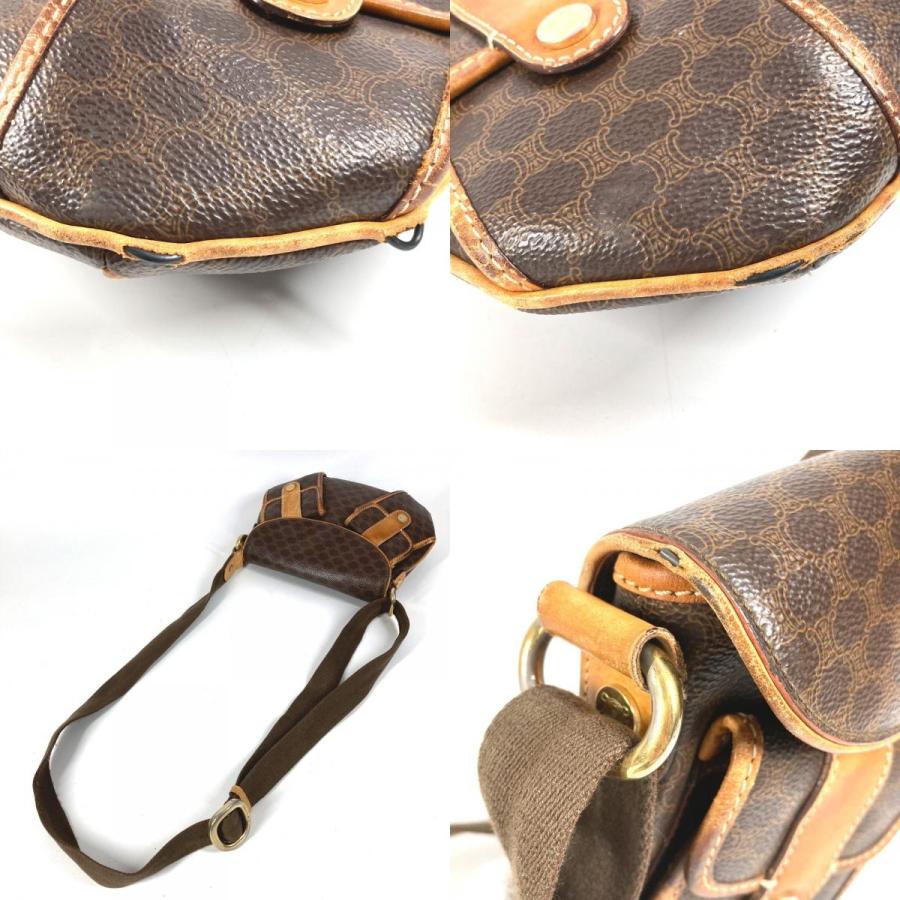 CELINE セリーヌ マカダム ロゴ 斜め掛け カバン フラップ ショルダーバッグ ブラウン ユニセックス【中古】 | CELINE | 08