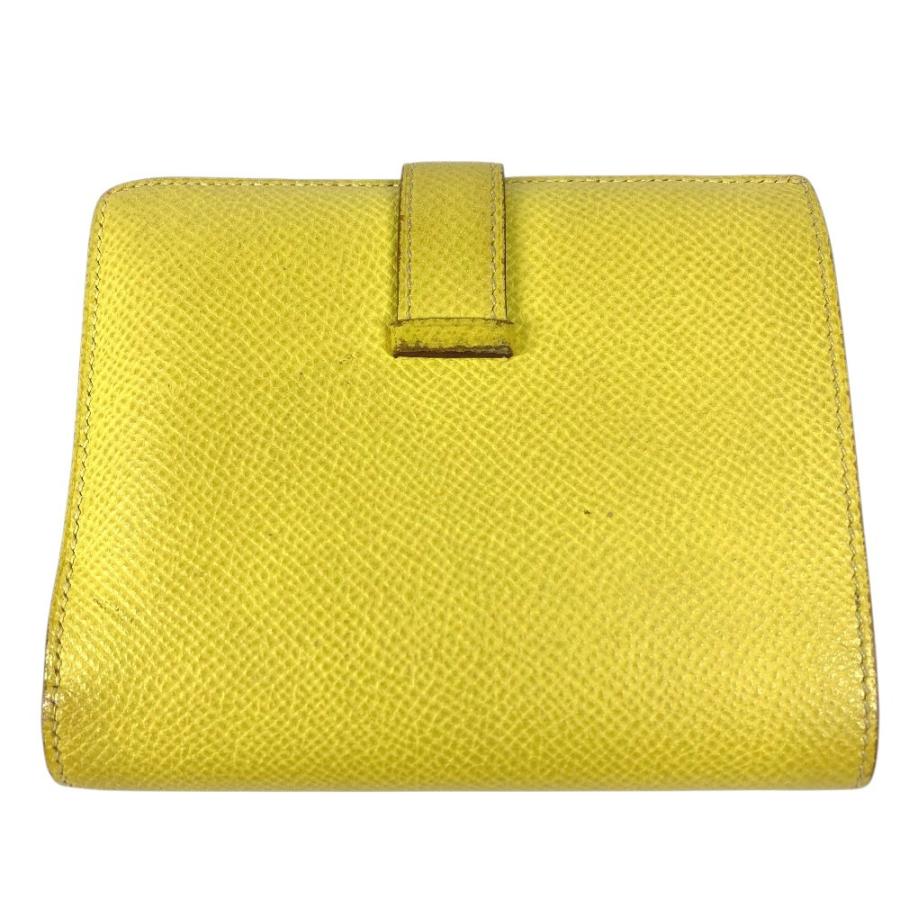 HERMES エルメス ベアンコンパクトヴェルソ  Hロゴ コンパクトウォレット 2つ折り財布 イエロー×ピンク ユニセックス【中古】 | HERMES | 01