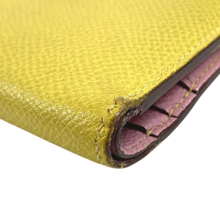 HERMES エルメス ベアンコンパクトヴェルソ  Hロゴ コンパクトウォレット 2つ折り財布 イエロー×ピンク ユニセックス【中古】 | HERMES | 05