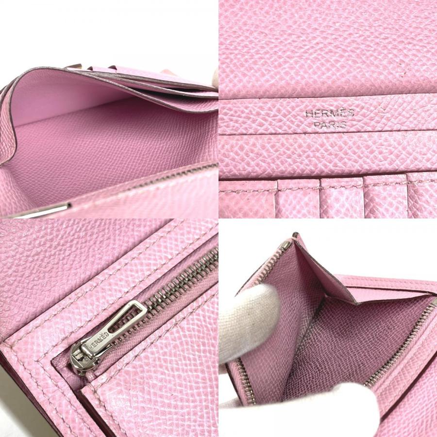 HERMES エルメス ベアンコンパクトヴェルソ  Hロゴ コンパクトウォレット 2つ折り財布 イエロー×ピンク ユニセックス【中古】 | HERMES | 08