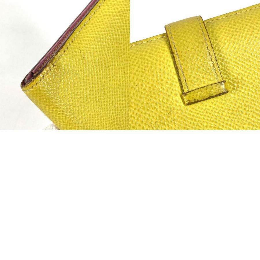 HERMES エルメス ベアンコンパクトヴェルソ  Hロゴ コンパクトウォレット 2つ折り財布 イエロー×ピンク ユニセックス【中古】 | HERMES | 09