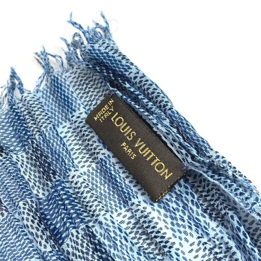 LOUIS VUITTON ルイヴィトン ロゴ フリンジ マフラー ショール 大判 ストール ブルー ユニセックス【中古】 | LOUIS VUITTON | 06