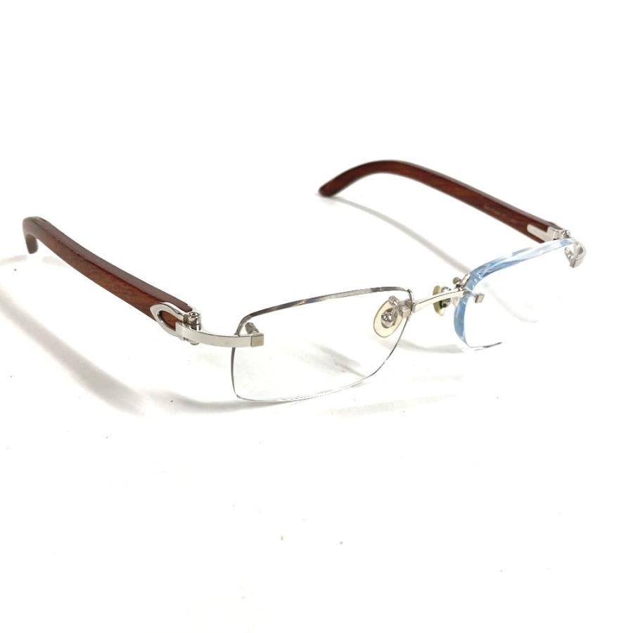 CARTIER カルティエ ロゴ 眼鏡 メガネ アイウェア めがね サングラス ブラウン ユニセックス【中古】 | Cartier | 01