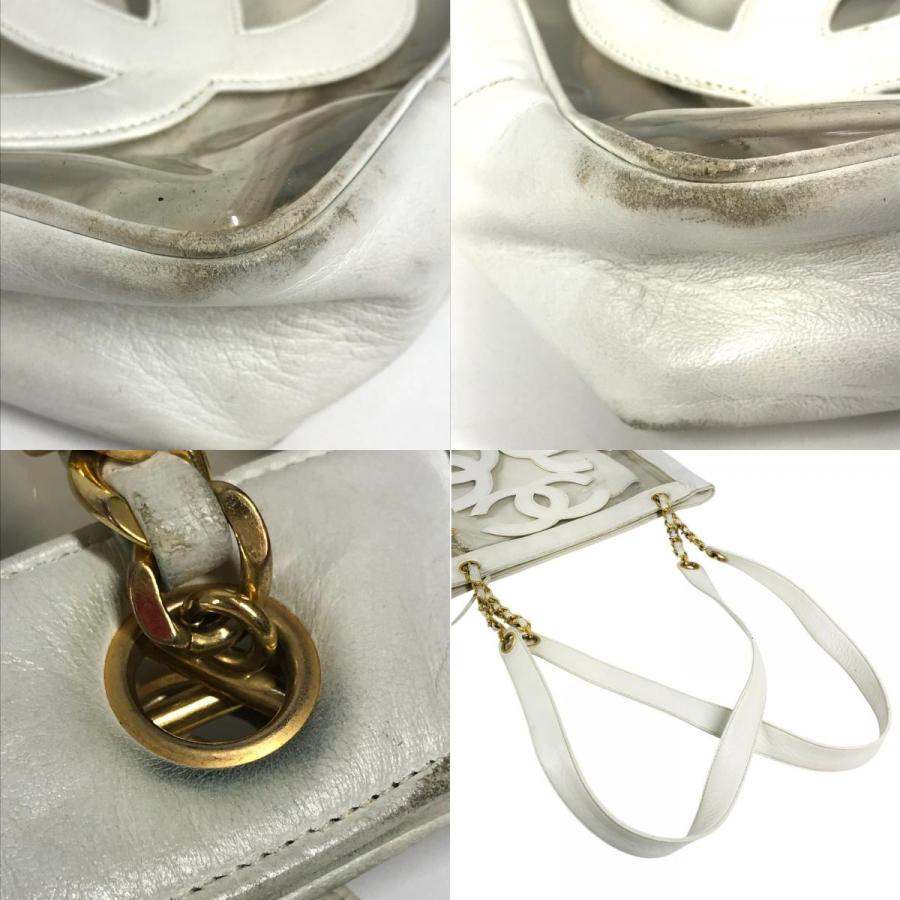 CHANEL シャネル CC ココマーク ロゴ トリプルココ Wチェーン トートバッグ ポーチ付き ヴィンテージ ショルダーバッグ ホワイト【中古】 | CHANEL | 06