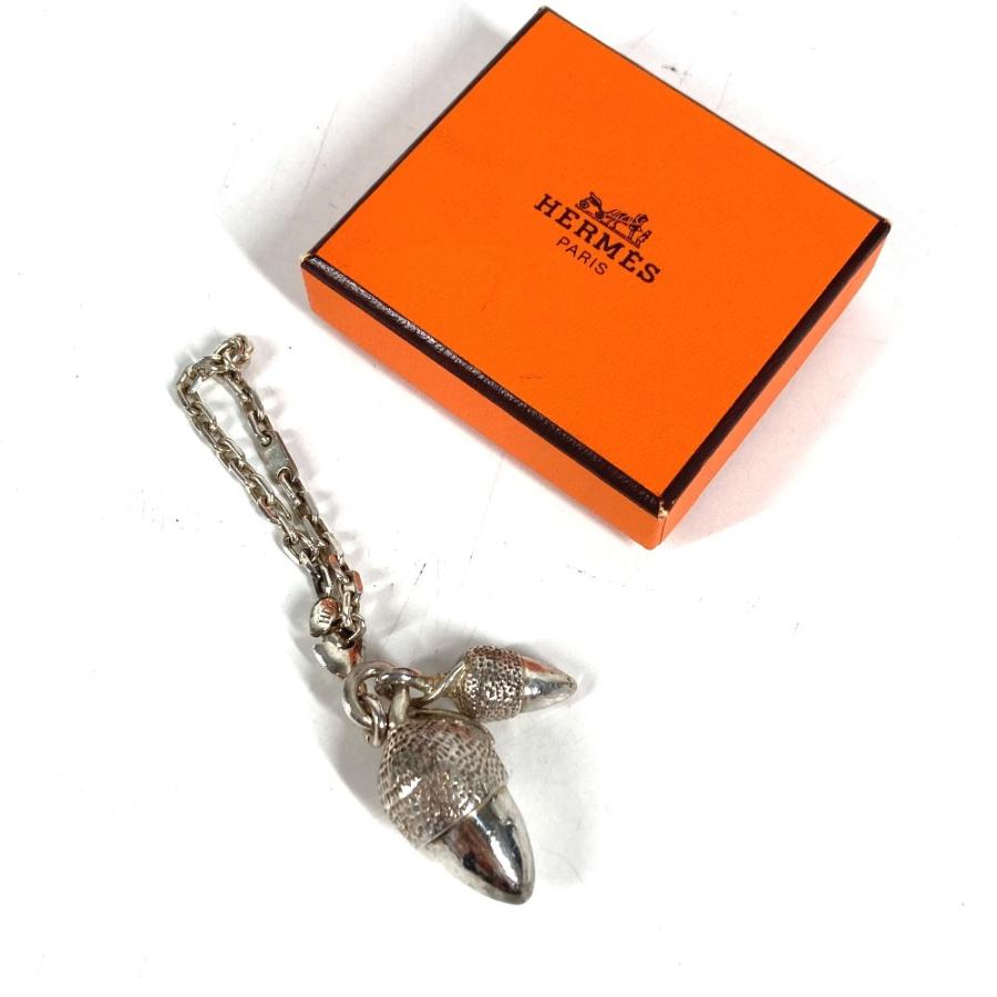 HERMES エルメス どんぐり ドングリ チェーン バッグチャーム キーホルダー シルバー ユニセックス【中古】 | HERMES | 07