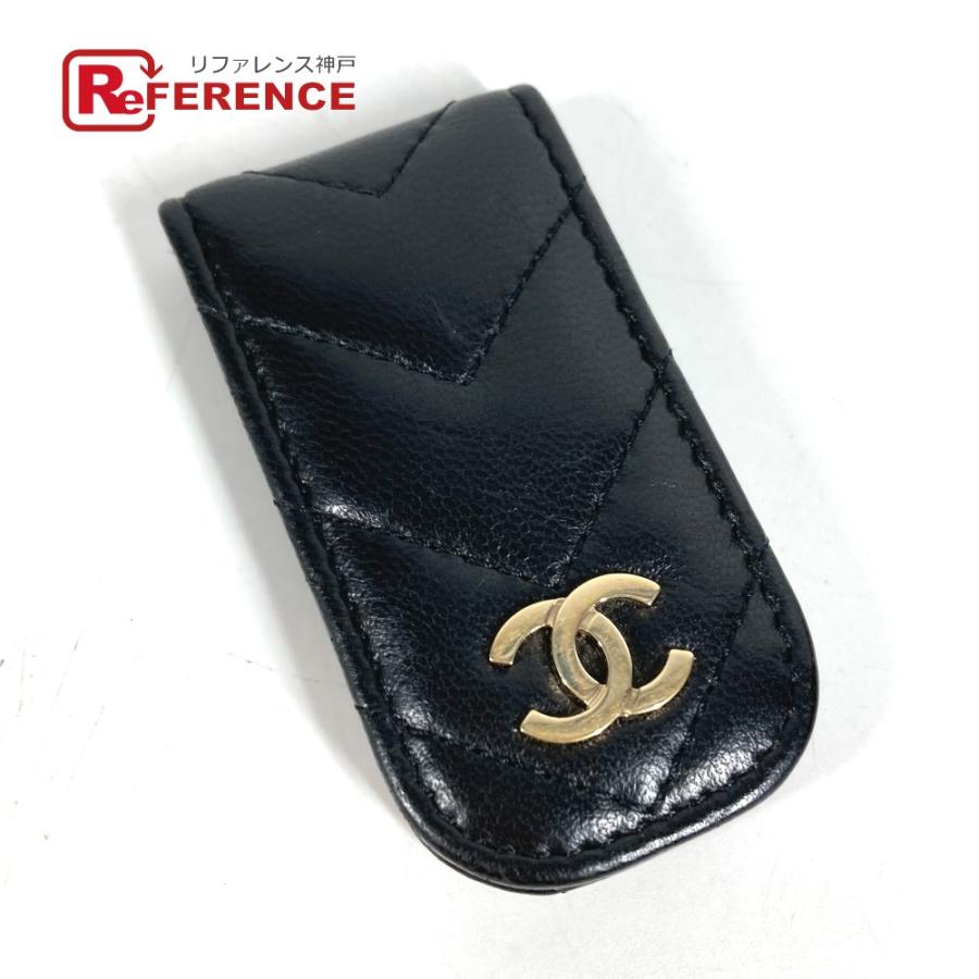 CHANEL シャネル CC ココマーク ロゴ マトラッセ キルティング 財布 札ばさみ マネークリップ ブラック ユニセックス【中古】 | CHANEL