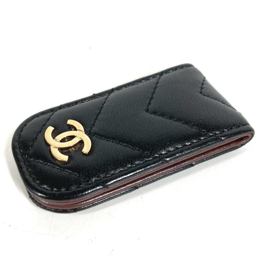 CHANEL シャネル CC ココマーク ロゴ マトラッセ キルティング 財布 札ばさみ マネークリップ ブラック ユニセックス【中古】 | CHANEL | 01