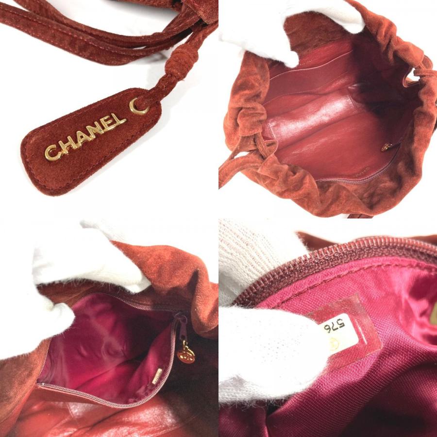 CHANEL シャネル ロゴ 巾着 カバン 肩掛け ハンドバッグ  ヴィンテージ ショルダーバッグ レッド ユニセックス【中古】 | CHANEL | 08