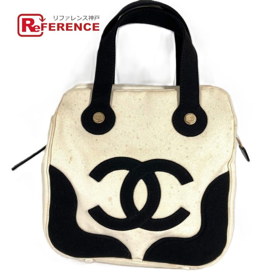 CHANEL シャネル CC ココマーク ロゴ マシュマロ カバン トートバッグ バイカラー ハンドバッグ ブラック レディース【中古】 | CHANEL
