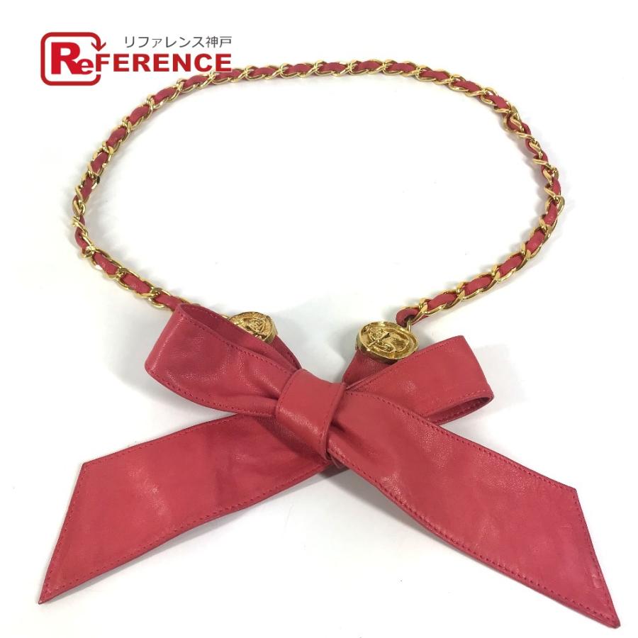 CHANEL シャネル コイン チェーンベルト ファッション小物 リボン ヴィンテージ ベルト ピンク レディース【中古】 | CHANEL