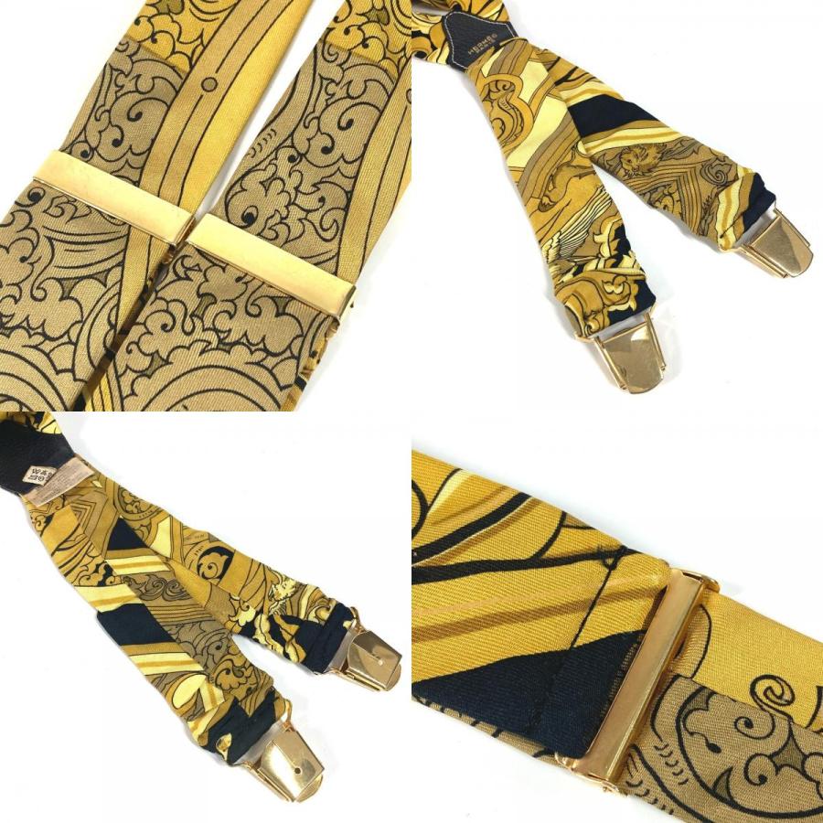 HERMES（エルメス） 総柄 アクセサリー サスペンダー イエロー ユニ