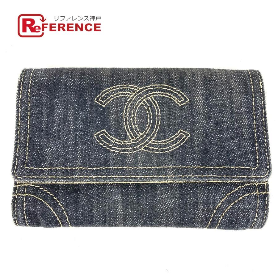 CHANEL シャネル A31991 CC ココマーク 財布 コンパクトウォレット スパークリングデニム 2つ折り財布 ブルー ユニセックス【中古】 | CHANEL