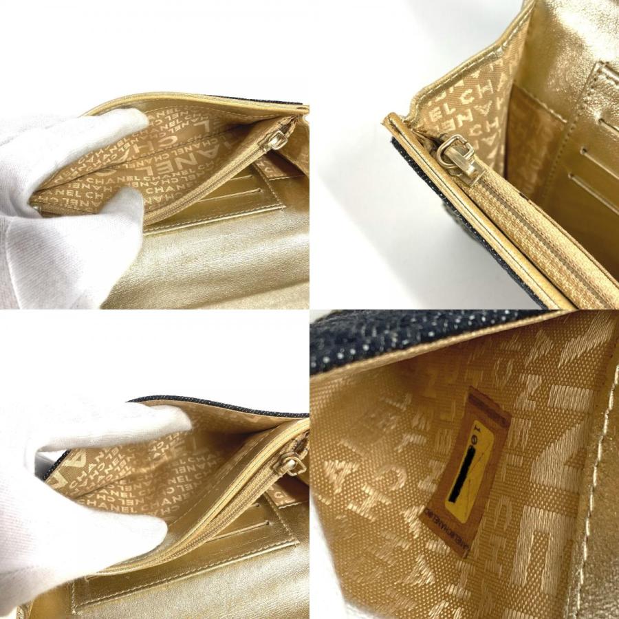 CHANEL シャネル A31991 CC ココマーク 財布 コンパクトウォレット スパークリングデニム 2つ折り財布 ブルー ユニセックス【中古】 | CHANEL | 08