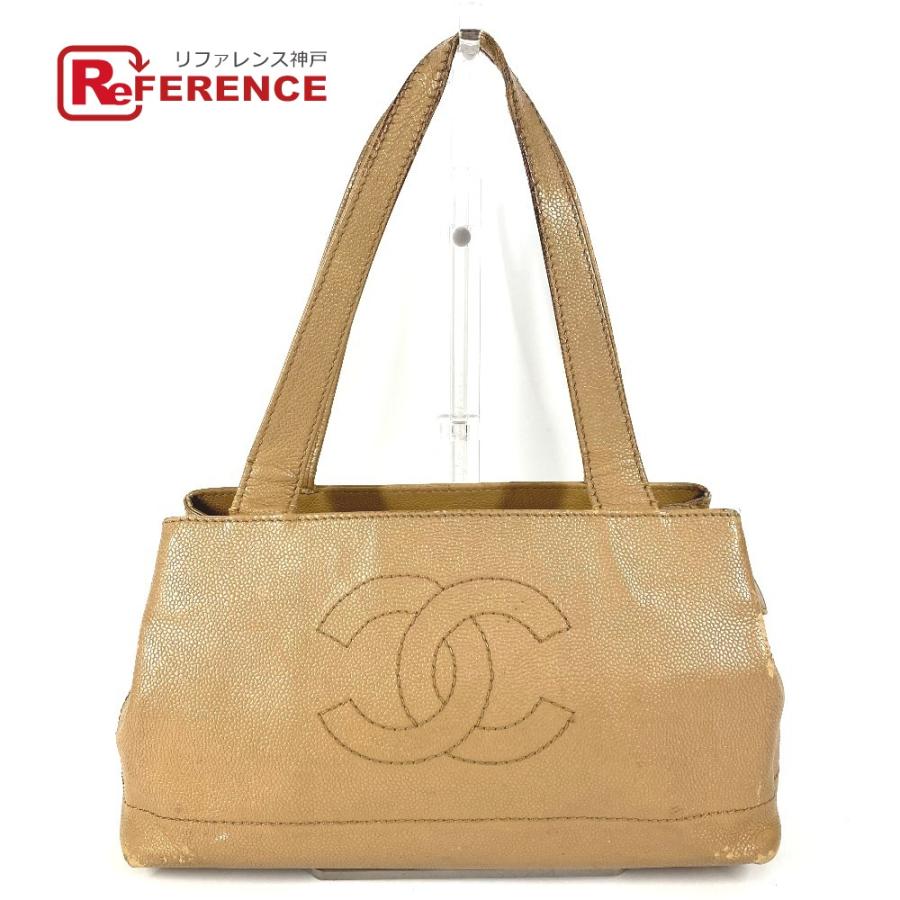 CHANEL シャネル CC ココマーク ロゴ カバン 肩掛け トートバッグ  ヴィンテージ ショルダーバッグ ベージュ レディース【中古】 | CHANEL
