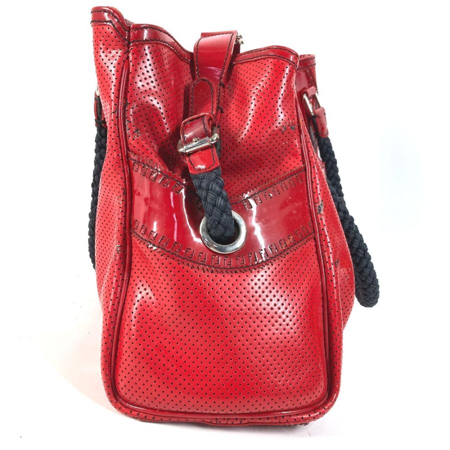 FENDI フェンディ FF ロゴ エトニコ パンチング カバン 肩掛け トートバッグ ショルダーバッグ レッド ユニセックス【中古】 | FENDI | 03