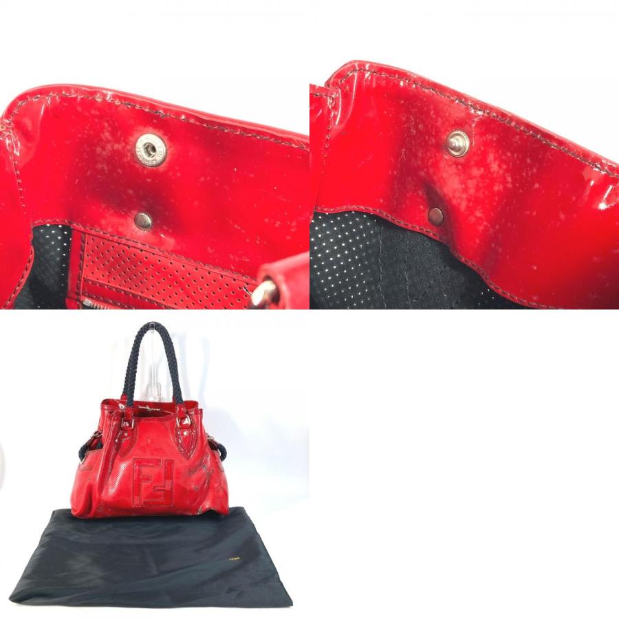 FENDI フェンディ FF ロゴ エトニコ パンチング カバン 肩掛け トートバッグ ショルダーバッグ レッド ユニセックス【中古】 | FENDI | 09