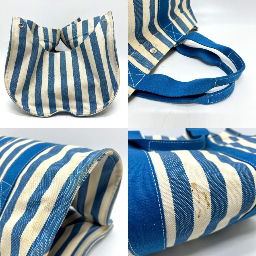 HERMES エルメス カンヌMM カンヌ MM カバン バッグ キャンバス地 トートバッグ ストライプ ハンドバッグ ブルー ユニセックス【中古】 | HERMES | 06