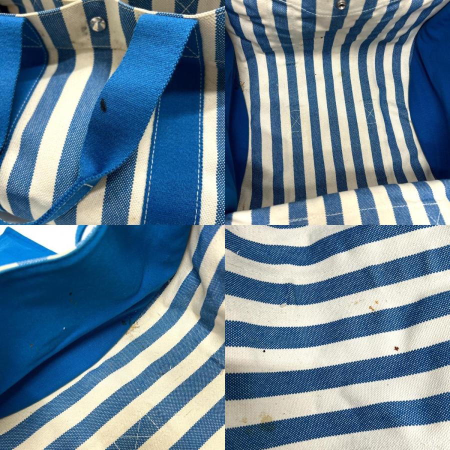 HERMES エルメス カンヌMM カンヌ MM カバン バッグ キャンバス地 トートバッグ ストライプ ハンドバッグ ブルー ユニセックス【中古】 | HERMES | 07