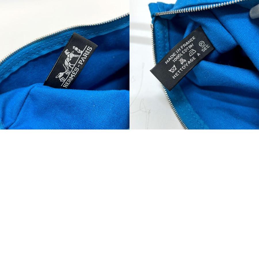 HERMES エルメス カンヌMM カンヌ MM カバン バッグ キャンバス地 トートバッグ ストライプ ハンドバッグ ブルー ユニセックス【中古】 | HERMES | 09