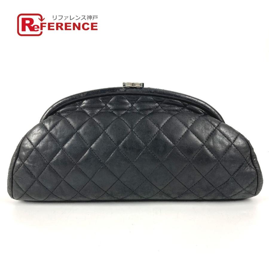 CHANEL シャネル CC ココマーク がま口 キルティング セカンドバッグ ポーチ ロゴ クラッチバッグ ブラック レディース【中古】 | CHANEL