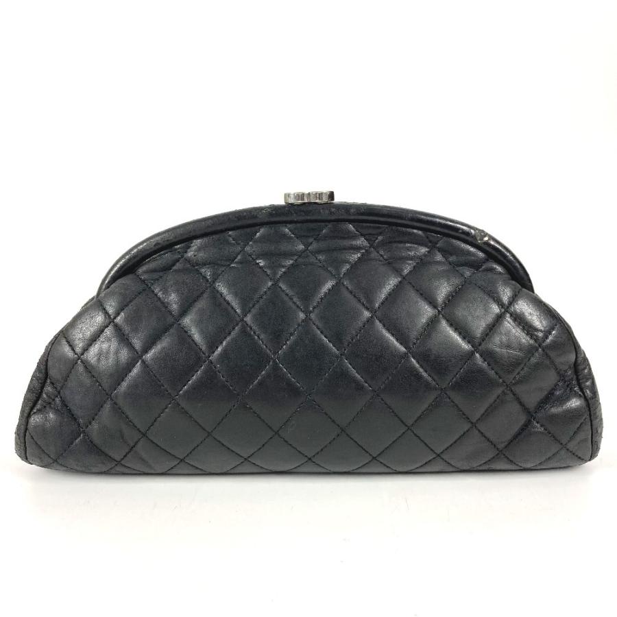 CHANEL シャネル CC ココマーク がま口 キルティング セカンドバッグ ポーチ ロゴ クラッチバッグ ブラック レディース【中古】 | CHANEL | 01