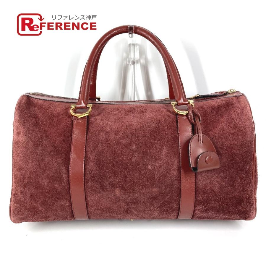 CARTIER カルティエ ロゴ マストライン カバン 肩掛け ハンドバッグ ヴィンテージ ボストンバッグ ワインレッド レディース【中古】 | Cartier