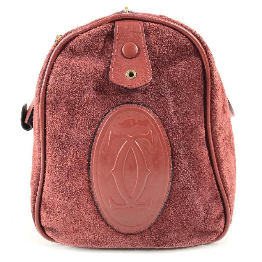 CARTIER カルティエ ロゴ マストライン カバン 肩掛け ハンドバッグ ヴィンテージ ボストンバッグ ワインレッド レディース【中古】 | Cartier | 02