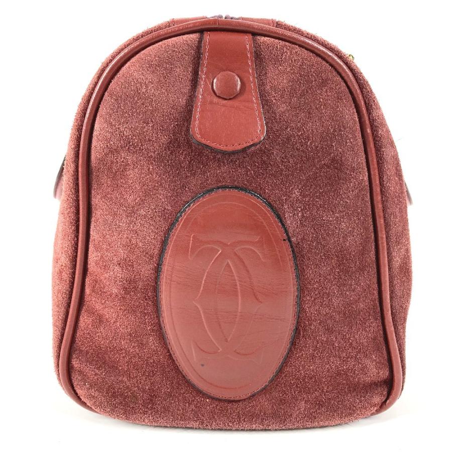 CARTIER カルティエ ロゴ マストライン カバン 肩掛け ハンドバッグ ヴィンテージ ボストンバッグ ワインレッド レディース【中古】 | Cartier | 03