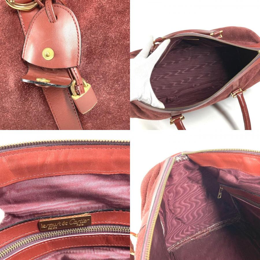 CARTIER カルティエ ロゴ マストライン カバン 肩掛け ハンドバッグ ヴィンテージ ボストンバッグ ワインレッド レディース【中古】 | Cartier | 08