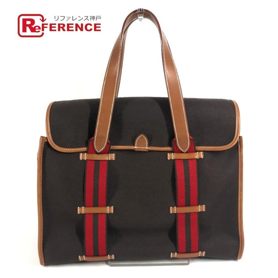 HERMES エルメス カメイル ストライプ ロゴ カバン トートバッグ   ハンドバッグ ブラウン ユニセックス【中古】 | HERMES