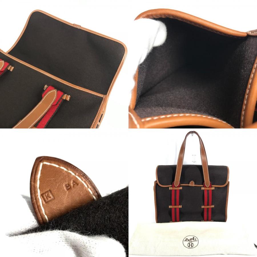 HERMES エルメス カメイル ストライプ ロゴ カバン トートバッグ   ハンドバッグ ブラウン ユニセックス【中古】 | HERMES | 09