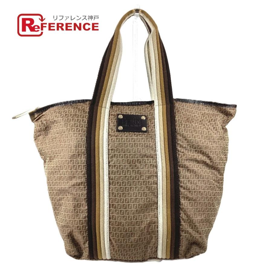FENDI フェンディ 7VA240 ロゴ ズッキーノ カバン トートバッグ 肩掛け ハンドバッグ ポーチ付き ショルダーバッグ ベージュ 【中古】 | FENDI
