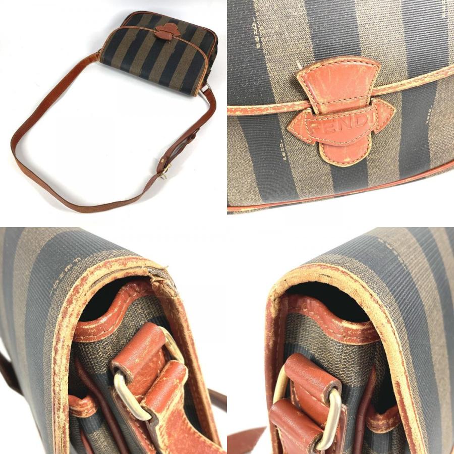 FENDI フェンディ ペカン ロゴ カバン 斜め掛け ポシェット フラップ ヴィンテージ ショルダーバッグ カーキ ユニセックス【中古】 | FENDI | 07