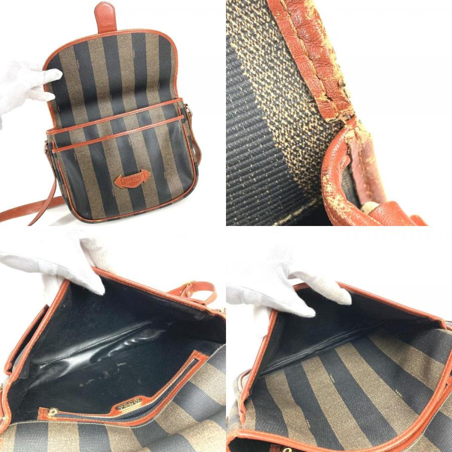 FENDI フェンディ ペカン ロゴ カバン 斜め掛け ポシェット フラップ ヴィンテージ ショルダーバッグ カーキ ユニセックス【中古】 | FENDI | 08