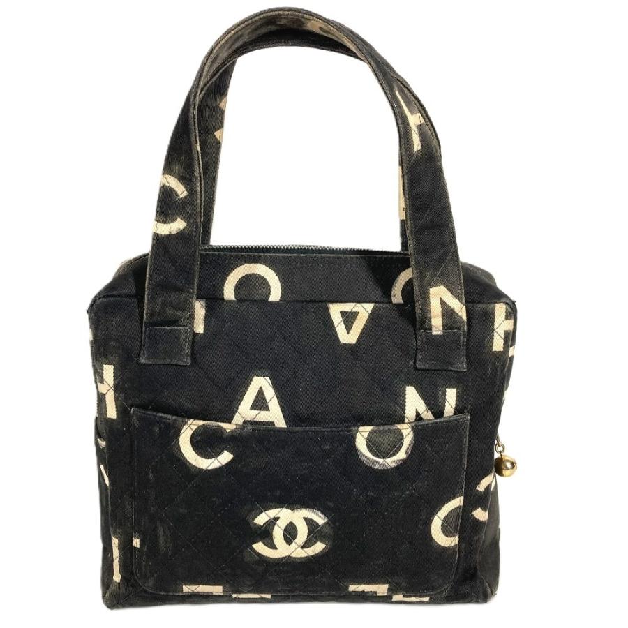 CHANEL シャネル 総柄 アイコン CC ココマーク ロゴ カバン トートバッグ ヴィンテージ ハンドバッグ ブラック レディース【中古】 | CHANEL | 01