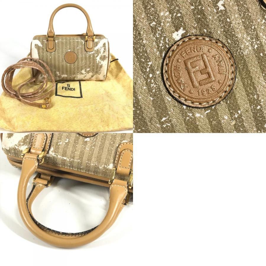 FENDI フェンディ ロゴ ストライプ ペカン カバン 2WAYバッグ ショルダーバッグ  ミニボストンバッグ ヴィンテージ ハンドバッグ【中古】 | FENDI | 09