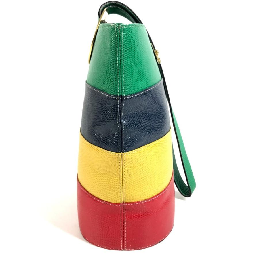 CELINE セリーヌ サークルロゴ ワンショルダー ばけつ バケツ型 カバン 肩掛け ヴィンテージ ショルダーバッグ レッド×グリーン 【中古】 | CELINE | 03