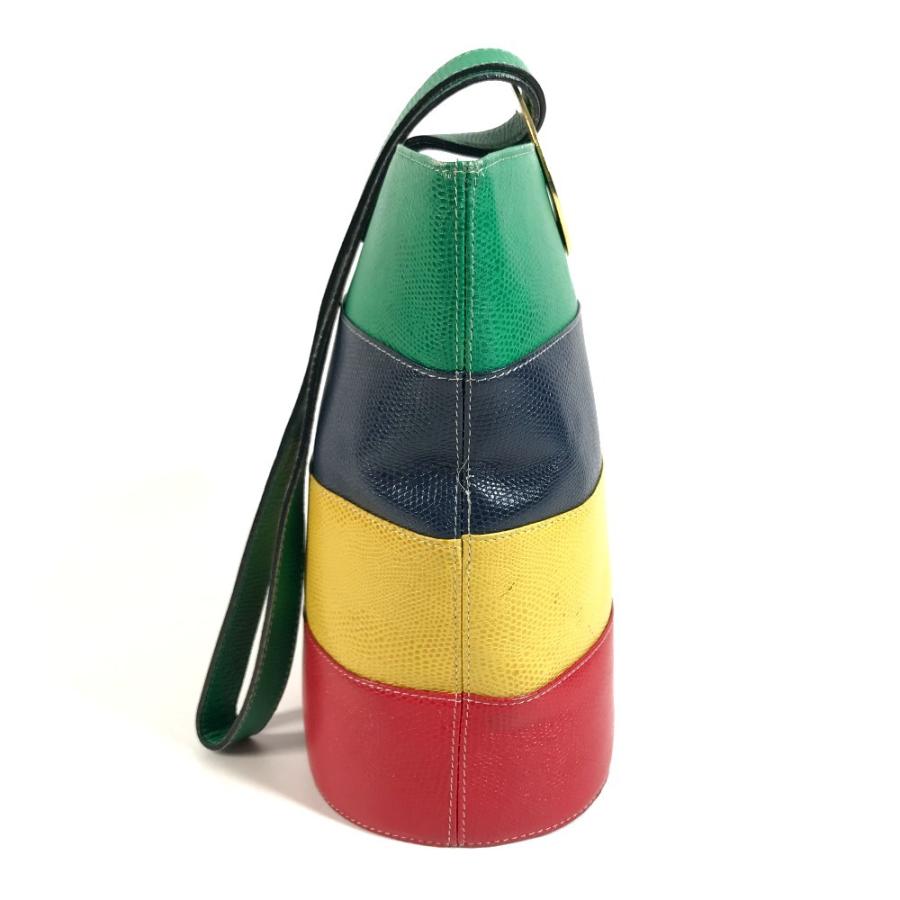 CELINE セリーヌ サークルロゴ ワンショルダー ばけつ バケツ型 カバン 肩掛け ヴィンテージ ショルダーバッグ レッド×グリーン 【中古】 | CELINE | 04