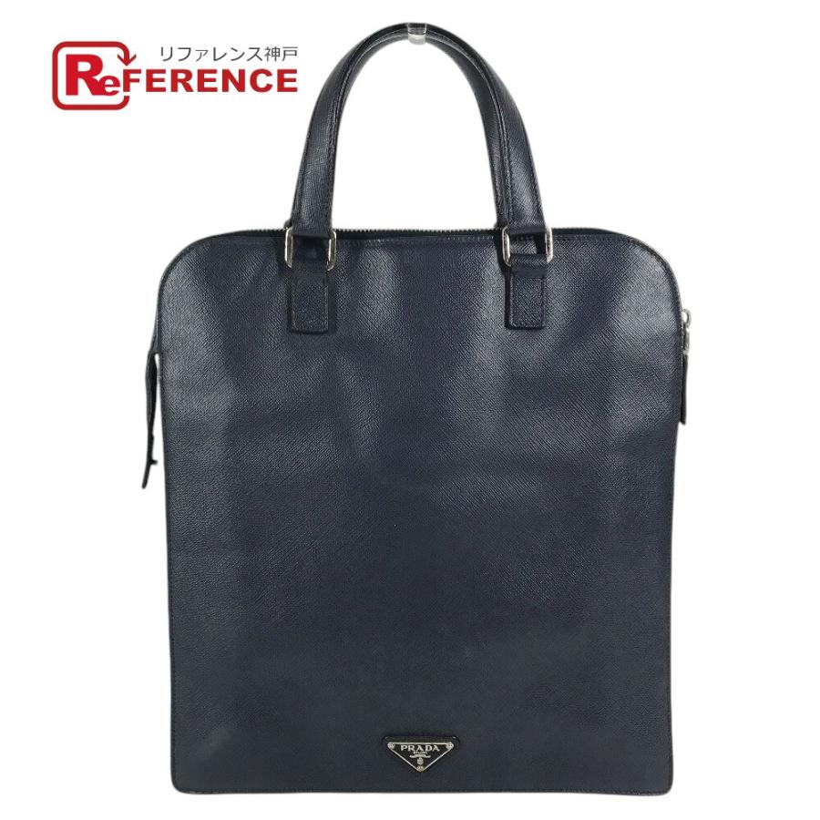 PRADA プラダ トライアングルロゴ 三角ロゴ プレート ハンドバッグ カバン 縦長 ビジネスバッグ ブルー ユニセックス【中古】 | PRADA