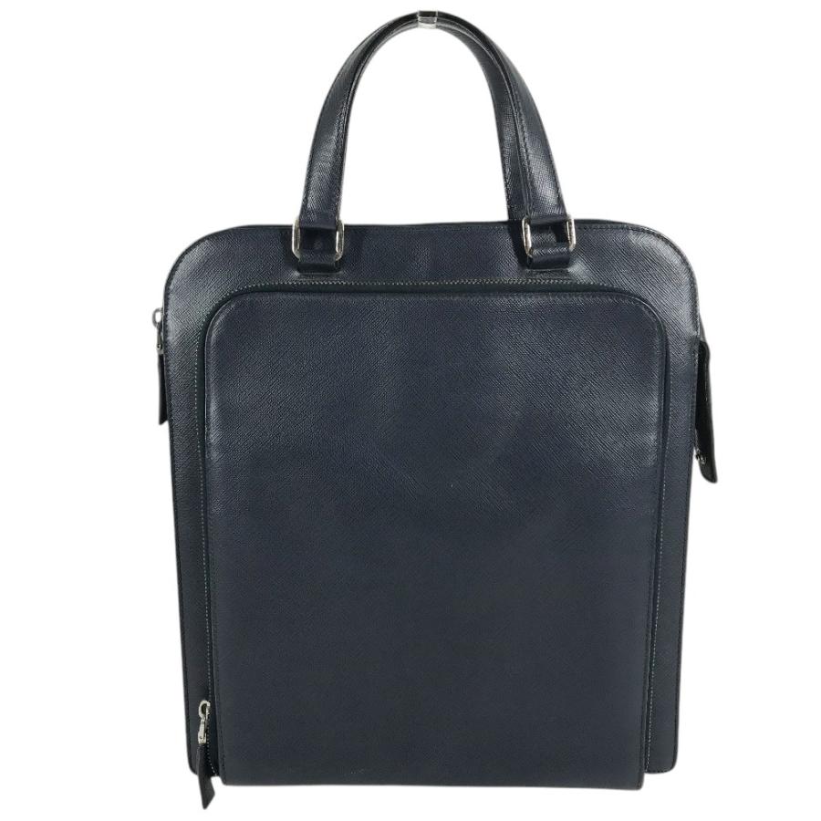 PRADA プラダ トライアングルロゴ 三角ロゴ プレート ハンドバッグ カバン 縦長 ビジネスバッグ ブルー ユニセックス【中古】 | PRADA | 01